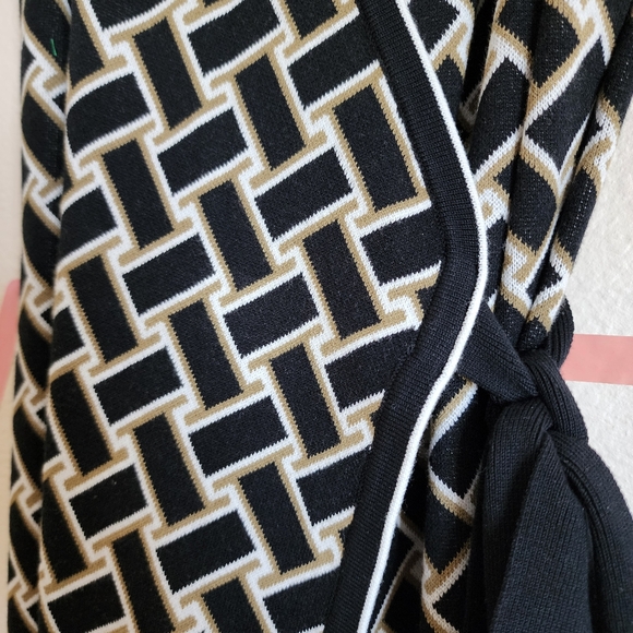 DVF Collared Sleeveless Vintage Weave Sweaterknit Wrap Dress NWT Sz XL - Picture 4 of 7